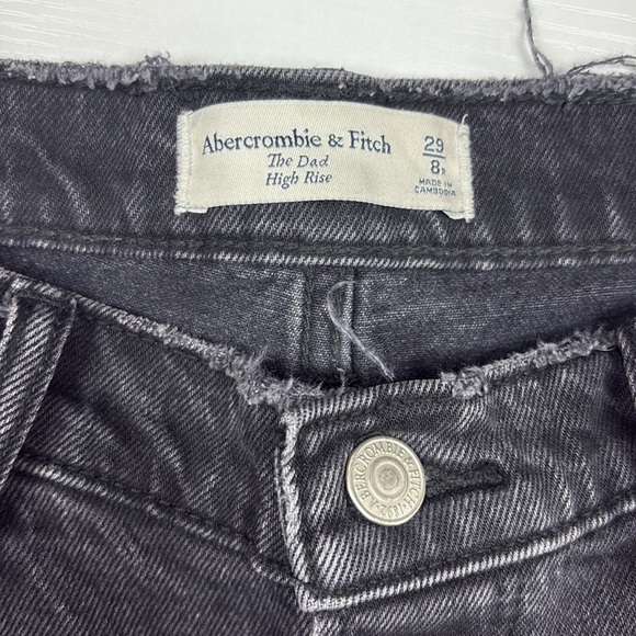 Abercrombie & Fitch The Dad High Rise Straight Jeans Black Distressed Denim 29 - Picture 7 of 8